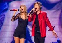 Taylor Swift y Mick Jagger cantando en directo
